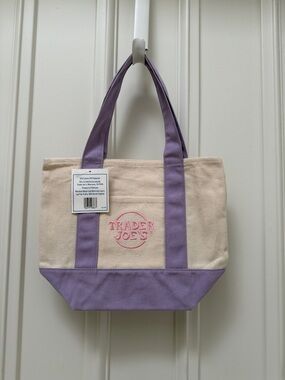 NWT Trader Joe’s Lavender Mini Canvas Tote Bag